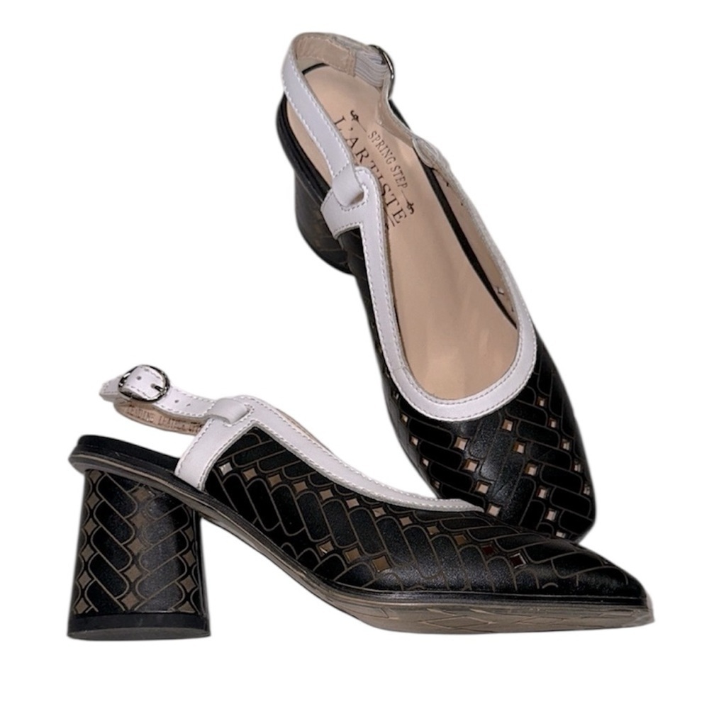 L'artiste Black and Brown Slingback Heels size 36/US 5 1/2-6